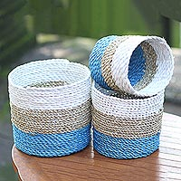 Agel grass baskets, 'Nature's Trio' (set of 3) - Set of 3 Handwoven Agel Grass Baskets from Indonesia
