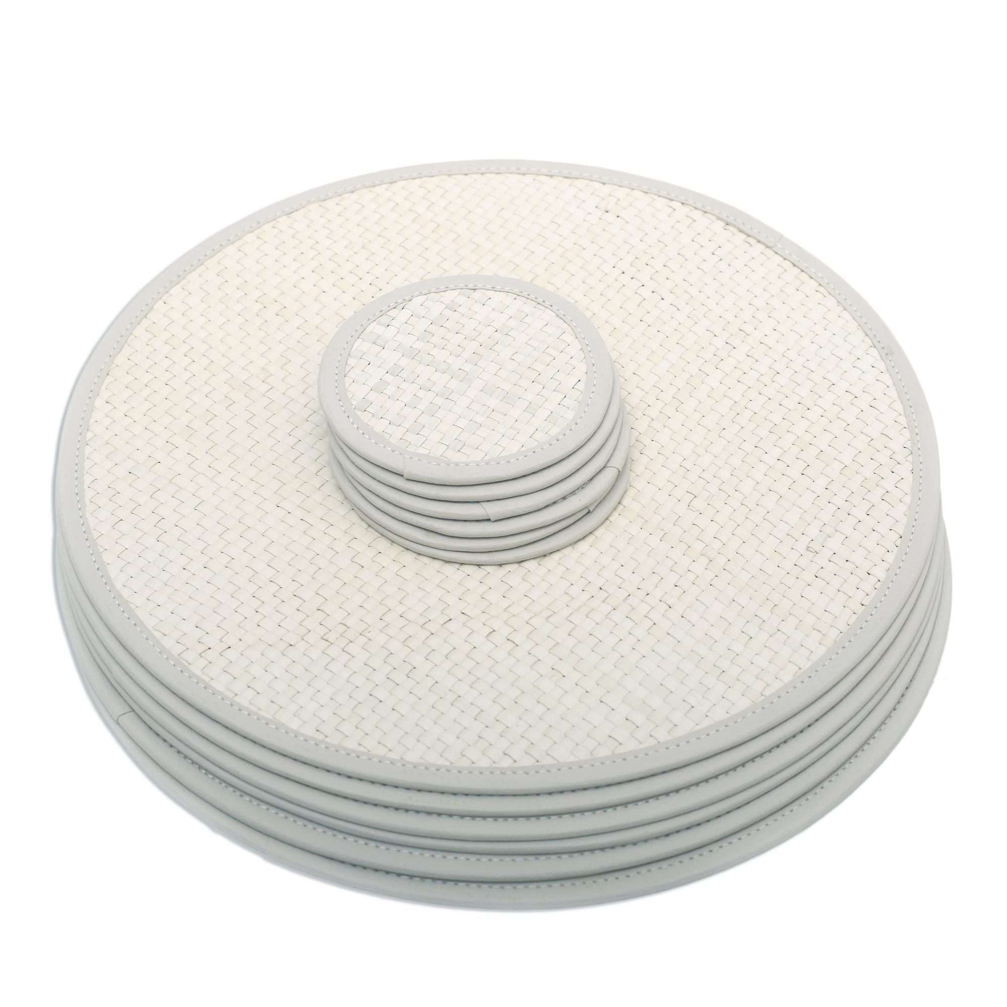 Round Woven Pandanus Leaf Placemats and Coasters (Set of 6) Nature in