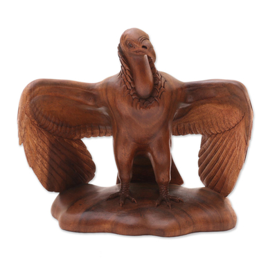 Wood sculpture, 'The Vulture' - Hand-Carved Suar Wood Vulture Sculpture from Bali