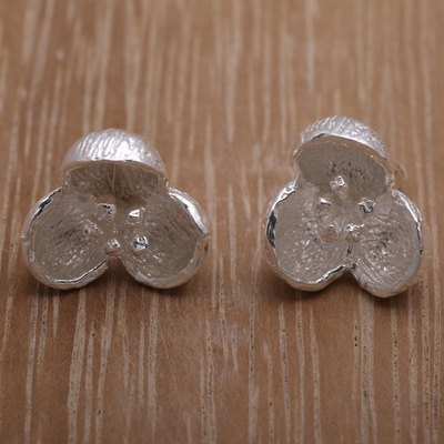 Sterling silver stud earrings, 'Bell Blossom' - Handcrafted Sterling Silver Stud Earrings from Bali