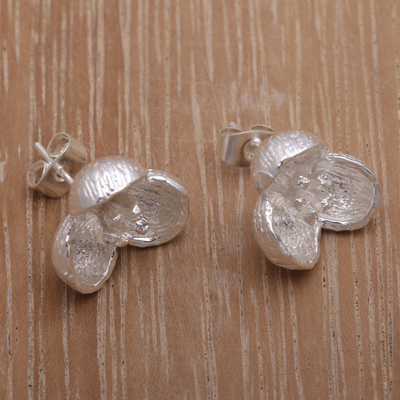 Sterling silver stud earrings, 'Bell Blossom' - Handcrafted Sterling Silver Stud Earrings from Bali