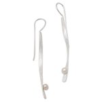 Cultured pearl drop earrings, 'Dewy Twist' - Modern Cultured Pearl Drop Earrings Crafted in Bali