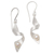 Pendientes colgantes de perlas cultivadas, 'Ribbon Whirl' - Pendientes de plata de ley cepillada con perla cultivada blanca