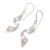 Pendientes colgantes de perlas cultivadas, 'Ribbon Whirl' - Pendientes de plata de ley cepillada con perla cultivada blanca