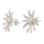Cultured pearl button earrings, 'Lotus Joy' - Lotus Blossom Earrings of Silver and White Cultured Pearl