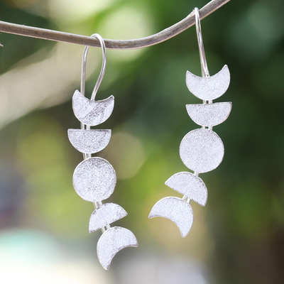 Pendientes colgantes de plata de ley - Aretes colgantes de plata esterlina inspirados en la luna de Bali