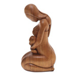 Wood sculpture, 'Care of a Mother' - Mother and Child-Themed Suar Wood Sculpture from Bali