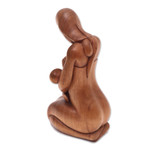 Wood sculpture, 'Care of a Mother' - Mother and Child-Themed Suar Wood Sculpture from Bali