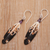 Amethyst and garnet dangle earrings, 'Fascinating Feathers' - Feather-Shaped Dangle Earrings with Amethyst from Bali (image 2c) thumbail