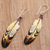 Amethyst and garnet dangle earrings, 'Delightful Feathers' - Hand-Carved Feather Dangle Earrings with Amethyst (image 2c) thumbail