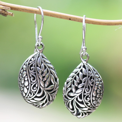 Sterling silver dangle earrings, Verdant Seeds