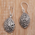 Sterling silver dangle earrings, 'Verdant Seeds' - Leaf Pattern Sterling Silver Dangle Earrings from Bali (image 2b) thumbail