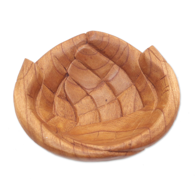 Wood catchall, 'Welcoming Hands' - Hand Carved Wood Catchall