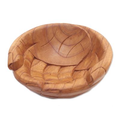 Wood catchall, 'Welcoming Hands' - Hand Carved Wood Catchall