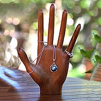 Wood jewelry holder, 'Accepting Hand' - Hand Carved Wooden Open Hand Holder for Rings and Jewelry