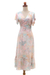 Rayon wrap dress, 'Sekar Jagad' - Butterfly Sleeve Rayon Wrap Dress in Pink and Aqua (image 2a) thumbail