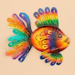 Metal wall sculpture, 'Flamboyant Fish' - Colorful Steel Fish Wall Sculpture