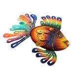 Metal wall sculpture, 'Flamboyant Fish' - Colorful Steel Fish Wall Sculpture