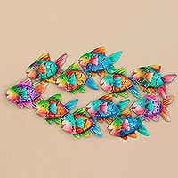 Colorful Metal School of Fish Wall Sculpture,'Colorful School'