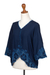 Embroidered rayon blouse, 'Azure Blossom' - Blue Rayon Embroidered Floral Blouse (image 2c) thumbail