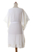 Embroidered rayon caftan, 'Goddess in White' - Lacy Belted White Rayon Caftan from Bali (image 2e) thumbail