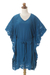 Embroidered rayon caftan, 'Goddess in Azure' - Embroidered Rayon Caftan in Azure from Bali thumbail