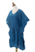 Embroidered rayon caftan, 'Goddess in Azure' - Embroidered Rayon Caftan in Azure from Bali