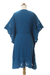 Embroidered rayon caftan, 'Goddess in Azure' - Embroidered Rayon Caftan in Azure from Bali (image 2d) thumbail