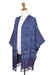 Rayon batik kimono, 'Waterways' - Rayon Batik Kimono Jacket in Blue Violet Print (image 2c) thumbail