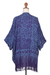 Rayon batik kimono, 'Waterways' - Rayon Batik Kimono Jacket in Blue Violet Print (image 2d) thumbail