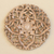 Wood relief panel, 'Padma Mandala' - Whitewashed Floral Wood Relief Panel