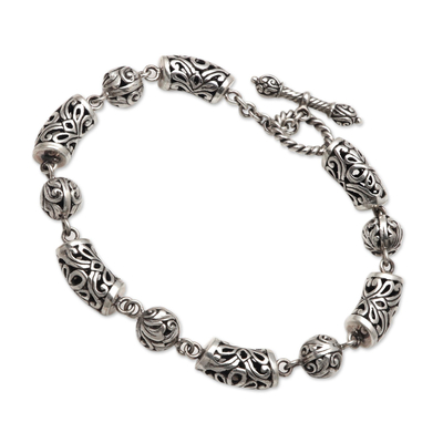 Ornate Sterling Silver Link Bracelet from Bali - Beauty's Way | NOVICA