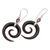 Garnet and horn dangle earrings, 'Shadow Swirls' - Swirl-Shaped Garnet and Dark Horn Dangle Earrings from Bali