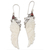 Garnet dangle earrings, 'Caressed Wings' - Garnet Wing Dangle Earrings from Bali thumbail