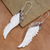 Garnet dangle earrings, 'Caressed Wings' - Garnet Wing Dangle Earrings from Bali (image 2b) thumbail
