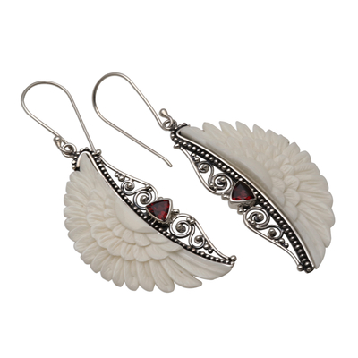 Garnet dangle earrings, 'Gate of Olympus' - Garnet Dangle Earrings from Bali