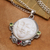 Peridot and garnet pendant necklace, 'Moon Ancestor' - Peridot and Garnet Moon Pendant Necklace from Bali (image 2c) thumbail