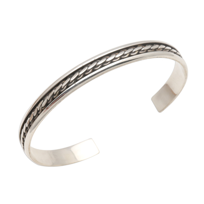 Sterling silver cuff bracelet, 'Measure by Measure' - Sleek Hand Crafted Sterling Silver Cuff Bracelet