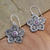 Garnet dangle earrings, 'January's Flower' - Sterling Silver and Garnet Flower Earrings