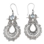 Blue topaz dangle earrings, 'Lavish Sky' - Blue Topaz Dangle Earrings Artisan Crafted in Bali