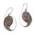 Garnet dangle earrings, 'Oval Reflection' - Ornate Sterling Dangle Earrings with Garnet