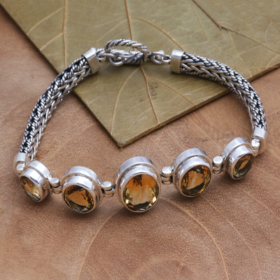 Citrine pendant bracelet, 'Golden Constellation' - Stunning 14 Carat Citrine Pendant Bracelet