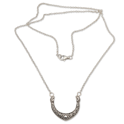 Sterling silver pendant necklace, 'Bali Crescent' - Sterling Silver Pendant Necklace from Bali