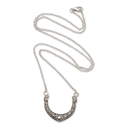 Sterling silver pendant necklace, 'Bali Crescent' - Sterling Silver Pendant Necklace from Bali