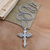 Sterling silver pendant necklace, 'Crowned Cross' - Silver Cross Pendant Necklace with Outspread WIngs thumbail