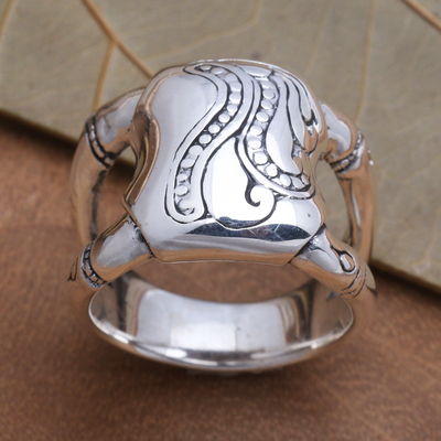 Sterling silver ring, 'Bamboo Glade' - Unisex Sterling Silver Ring with Bamboo Motif