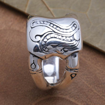 Ring aus Sterlingsilber - Unisex-Ring aus Sterlingsilber mit Bambusmotiv