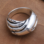 Sterling silver band ring, 'Bamboo Unity' - Bamboo Motif Unisex Sterling Silver Band RIng