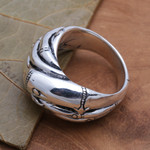 Sterling silver band ring, 'Bamboo Unity' - Bamboo Motif Unisex Sterling Silver Band RIng