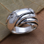 Sterling silver band ring, 'Bamboo Unity' - Bamboo Motif Unisex Sterling Silver Band RIng